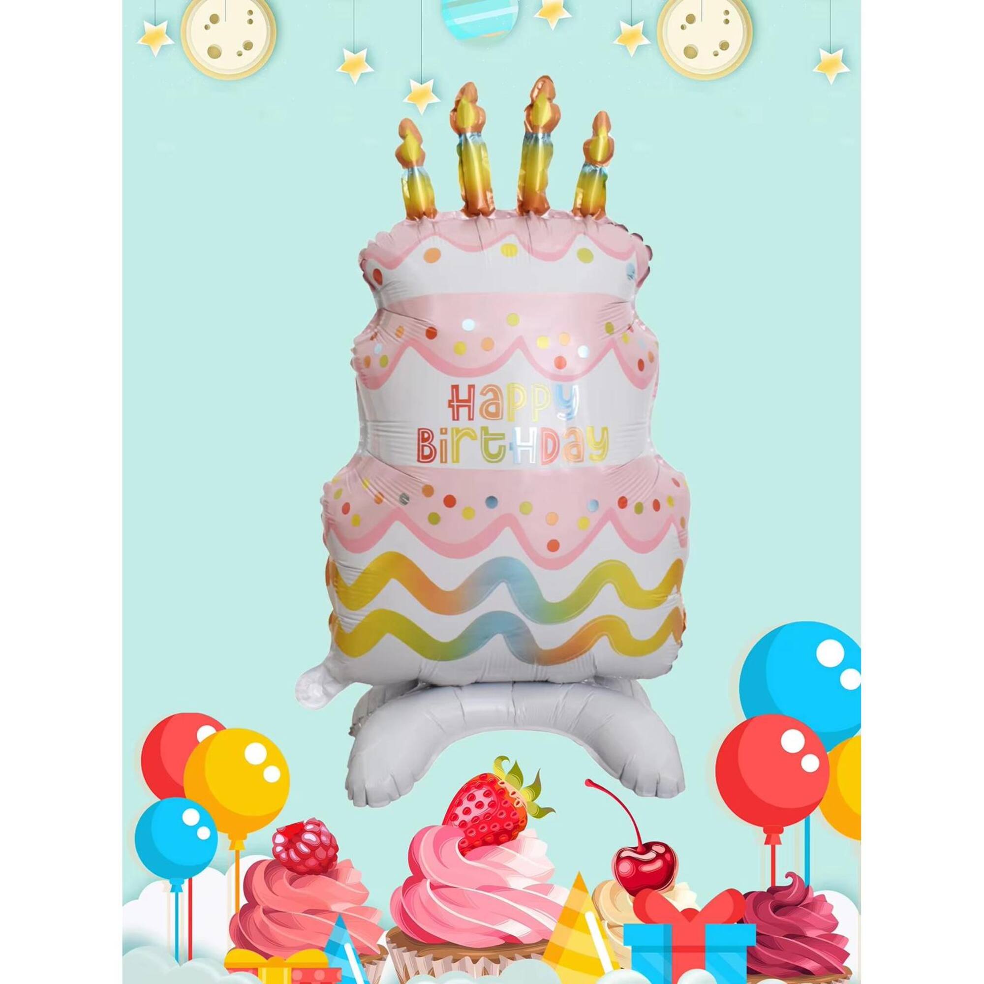 Wizardi Birthday Cake Standing Foil Balloon Decoration